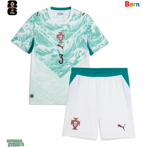 Portugal Ruben Dias #3 Replika Babytøj Udebanesæt Børn VM 2026 Kortærmet (+ Korte bukser)
